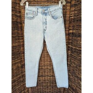 Vintage Levis 501 Jeans Womens 27x28 Light Wash High Rise Button Fly Skinny 90s
